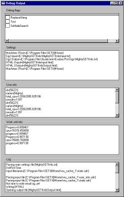 Debug Output screen